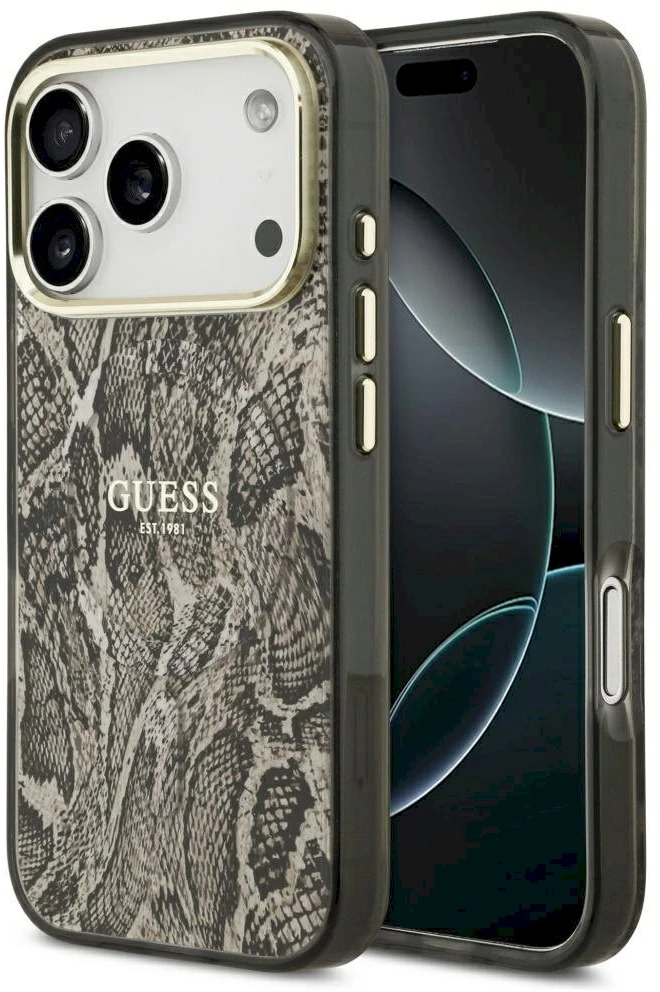Guess Python Pattern MagSafe dėklas Apple iPhone 17 Pro Max rudos spalvos