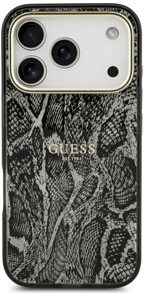 Guess Python Pattern MagSafe dėklas Apple iPhone 17 Pro juodos spalvos