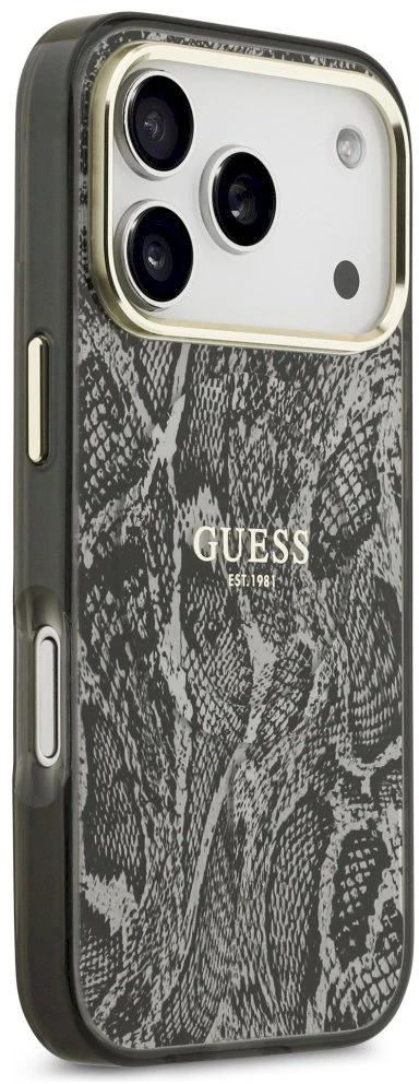 Guess Python Pattern MagSafe dėklas Apple iPhone 17 Pro juodos spalvos