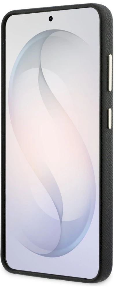 Guess „MagSafe“ dėklas, skirtas „Samsung Galaxy S26+“, su apvaliu, juodu cirkonio akmenėliu ir apvaliu logotipu