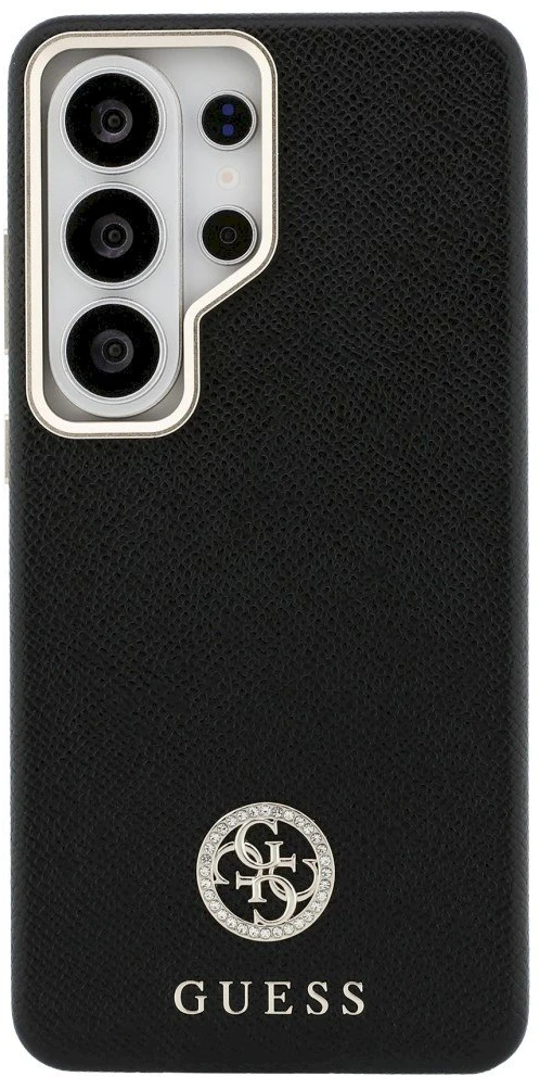Dėklas Guess Rhinestone Round Logo MagSafe Samsung Galaxy S26 Ultra juodos spalvos