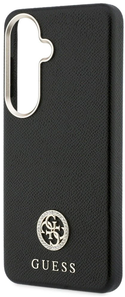Dėklas Guess Rhinestone Round Logo MagSafe Samsung Galaxy S26 juodos spalvos
