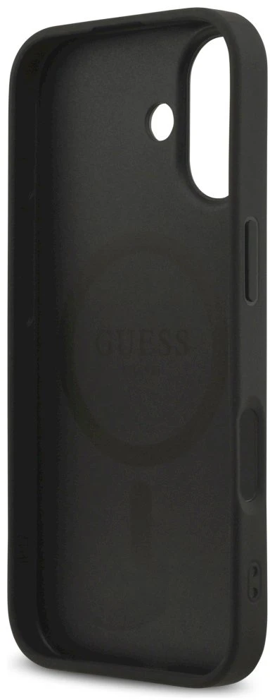 Guess Saffiano Classic Logo MagSafe dėklas Apple iPhone 17 juodos spalvos