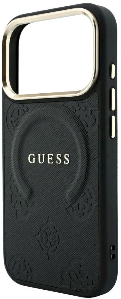 Dėklas Guess Case for IPHONE 18 Pro/17 Pro compatible with MagSafe (Saffiano Peony Ring) juodas