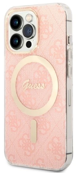 Guess Rinkinys GUBPP13LH4EACSP Dėklas+ Įkroviklis Apple iPhone 13 Pro rožinės spalvos kietas dėklas 4G Print MagSafe