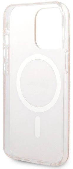 Guess Rinkinys GUBPP13LH4EACSP Dėklas+ Įkroviklis Apple iPhone 13 Pro rožinės spalvos kietas dėklas 4G Print MagSafe