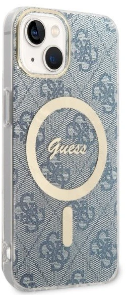Guess Rinkinys GUBPP14MH4EACSB Dėklas+ Įkroviklis Apple iPhone 14 Plus / 15 Plus 6.7″ mėlynas kietas dėklas 4G