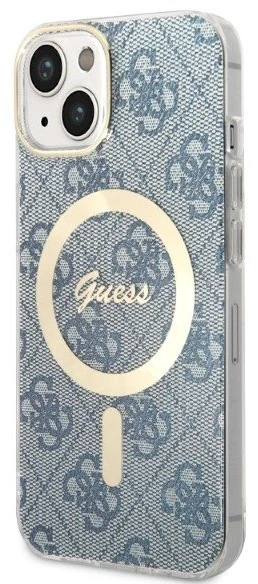 Guess Rinkinys GUBPP14MH4EACSB Dėklas+ Įkroviklis Apple iPhone 14 Plus / 15 Plus 6.7″ mėlynas kietas dėklas 4G