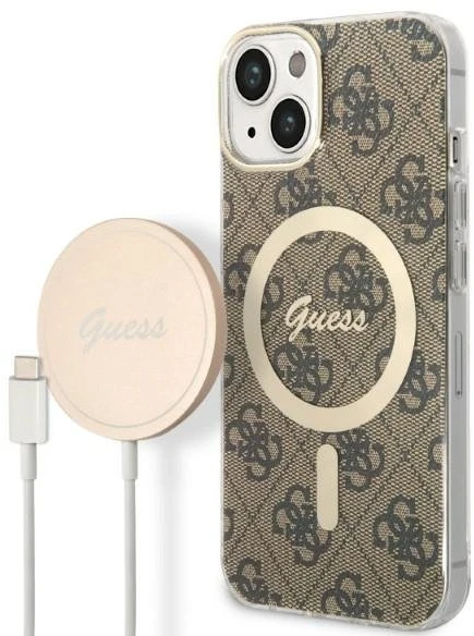 „Guess“ GUBPP14SH4EACSW dėklas + įkroviklis, „iPhone 14 6.1“ ratukas / kietas dėklas su ratuku, 4G, „MagSafe“ spausdinimas