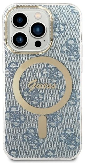 Guess Rinkinys GUBPP14XH4EACSB Dėklas+ Įkroviklis Apple iPhone 14 Pro Max 6,7″ mėlynas kietas dėklas 4G Print M