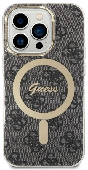 Guess Rinkinys GUBPP14XH4EACSK Dėklas+ Įkroviklis Apple iPhone 14 Pro Max 6,7″ juodos spalvos kietas dėklas 4G Print Mag