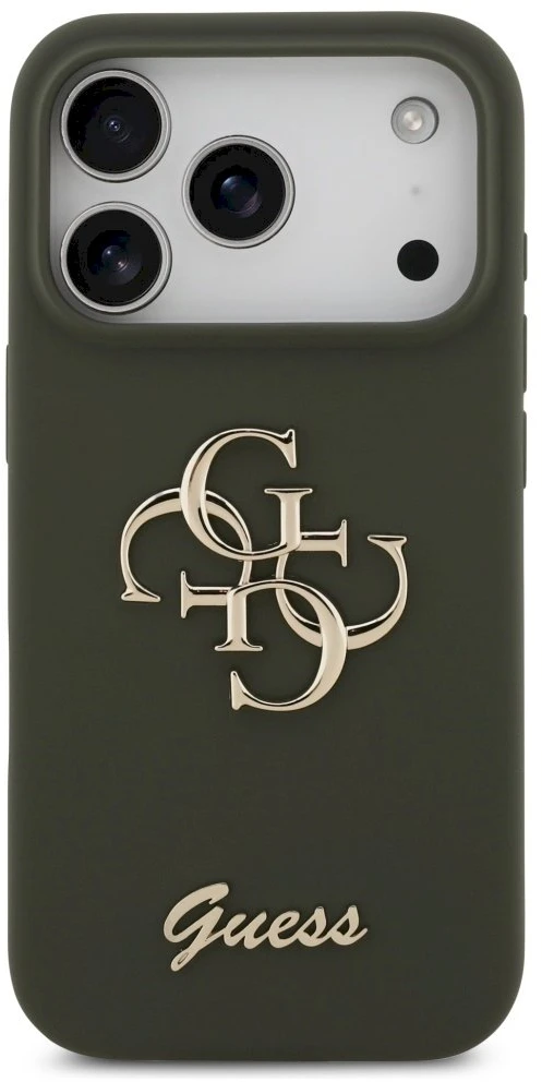 Guess Silicone Big 4G Script dėklas skirtas Apple iPhone 17 Pro Max khaki