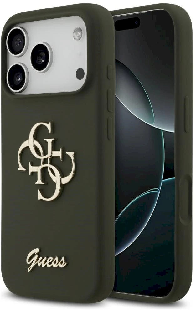 Guess Silicone Big 4G Script dėklas skirtas Apple iPhone 17 Pro Max khaki