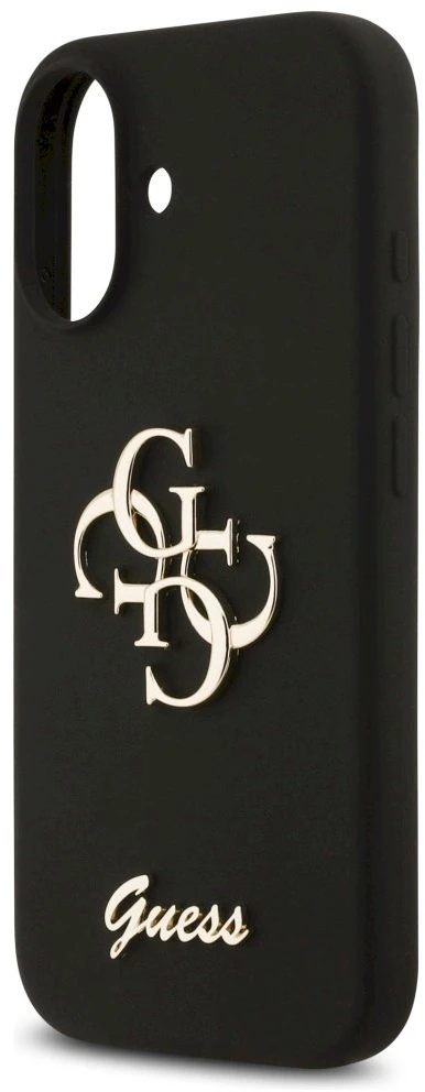 Guess Silicone Big 4G Script dėklas skirtas Apple iPhone 17 juodos spalvos