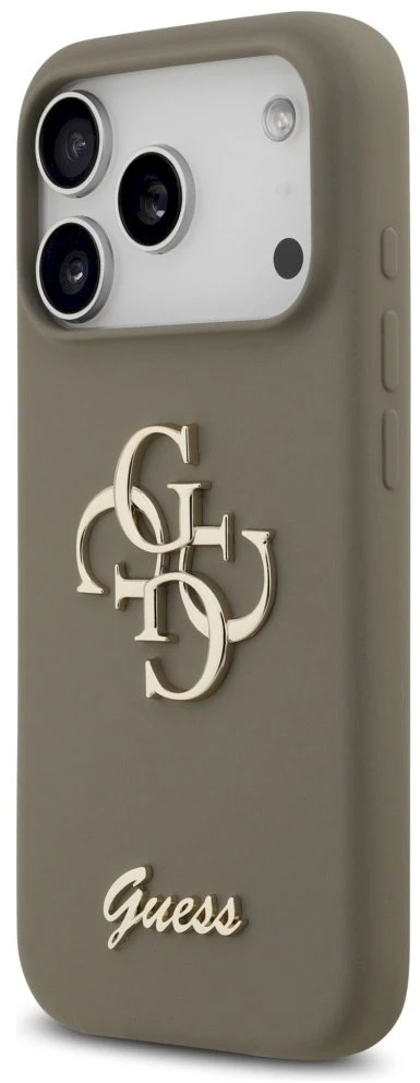 Guess Silicone Big 4G Script Dėklas iPhone 17 Pro rudos spalvos