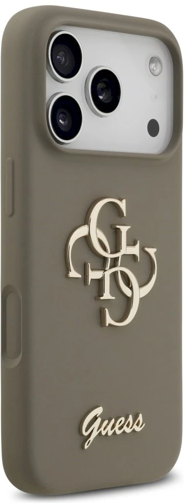 Guess Silicone Big 4G Script Dėklas iPhone 17 Pro rudos spalvos