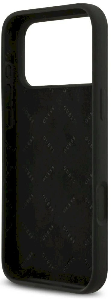 Guess Silicone Big 4G Script dėklas skirtas Apple iPhone 17 Pro Max juodos spalvos