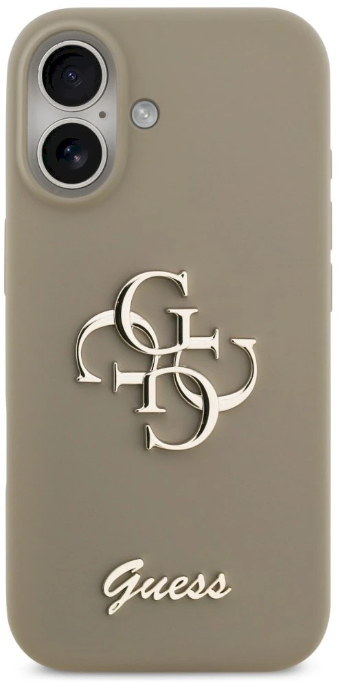 Guess Silicone Big 4G Script Dėklas Apple iPhone 17 rudos spalvos