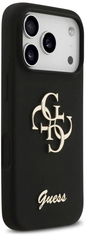 Guess Silicone Big 4G Script dėklas skirtas Apple iPhone 17 Pro juodos spalvos