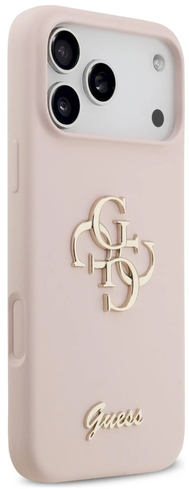 Guess Silicone Big 4G Script Dėklas Apple iPhone 17 Pro Max rožinės spalvos