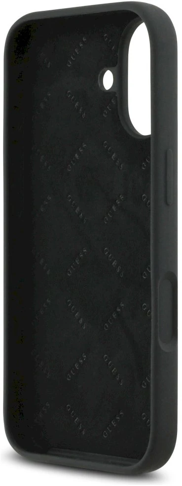 Guess Silicone Big 4G Script dėklas skirtas Apple iPhone 17 juodos spalvos