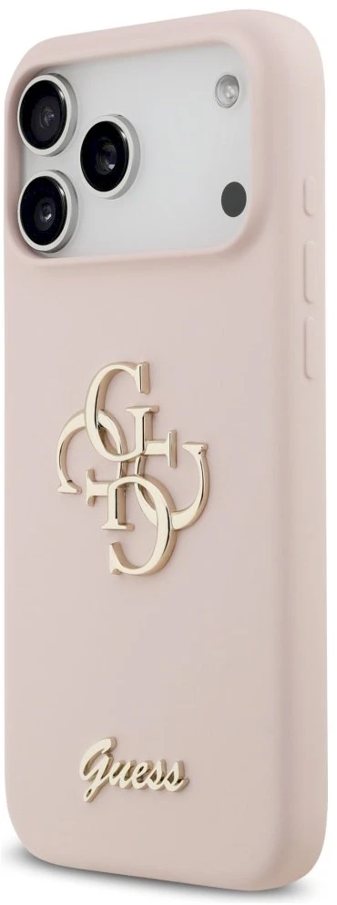 Guess Silicone Big 4G Script Dėklas Apple iPhone 17 Pro Max rožinės spalvos