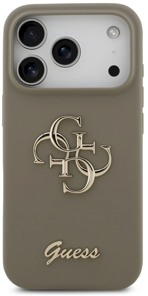 Guess Silicone Big 4G Script Dėklas iPhone 17 Pro rudos spalvos