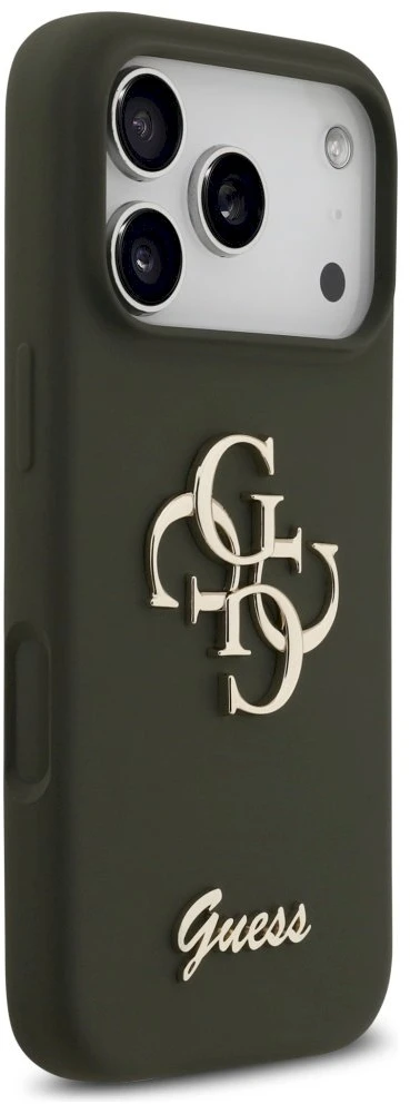Guess Silicone Big 4G Script dėklas skirtas Apple iPhone 17 Pro khaki