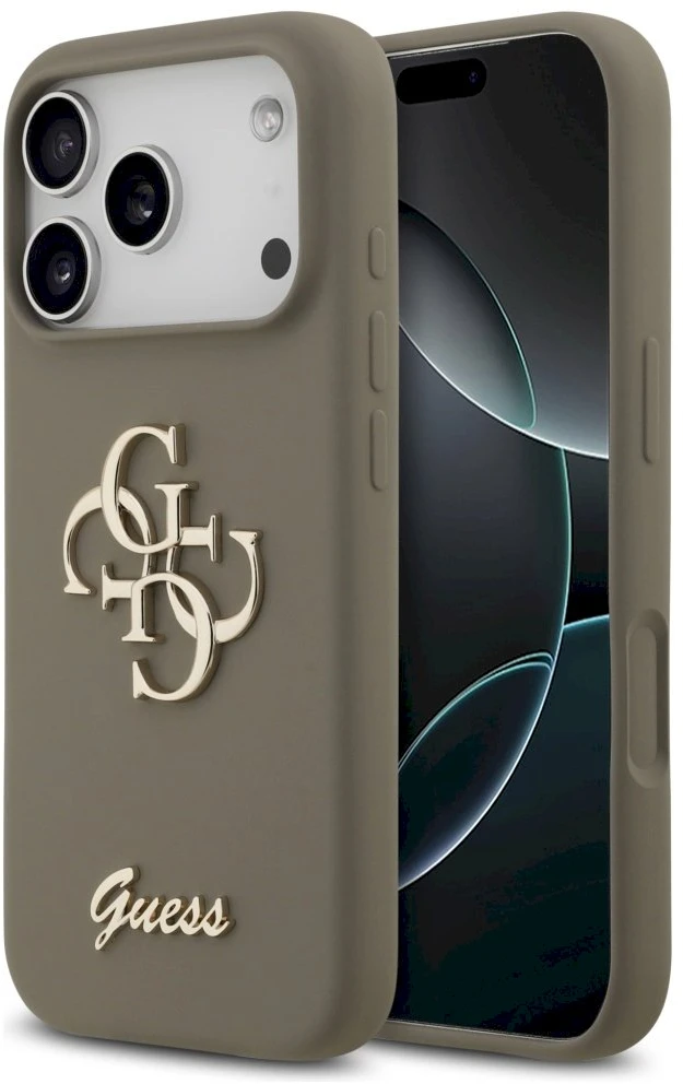 Guess Silicone Big 4G Script Dėklas iPhone 17 Pro rudos spalvos