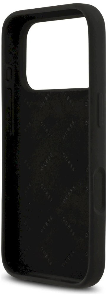 Guess Silicone Big 4G Script dėklas skirtas Apple iPhone 17 Pro juodos spalvos