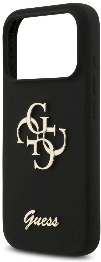 Guess Silicone Big 4G Script dėklas skirtas Apple iPhone 17 Pro juodos spalvos