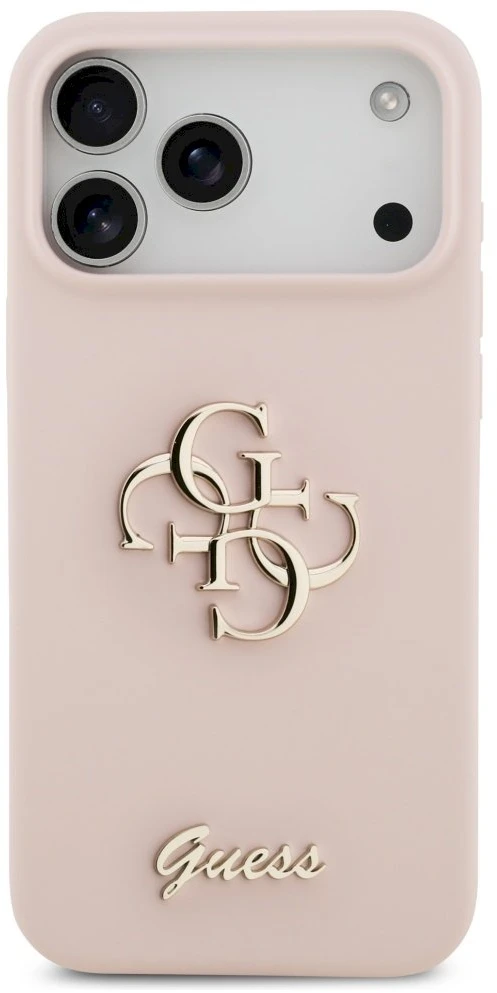 Guess Silicone Big 4G Script Dėklas Apple iPhone 17 Pro Max rožinės spalvos