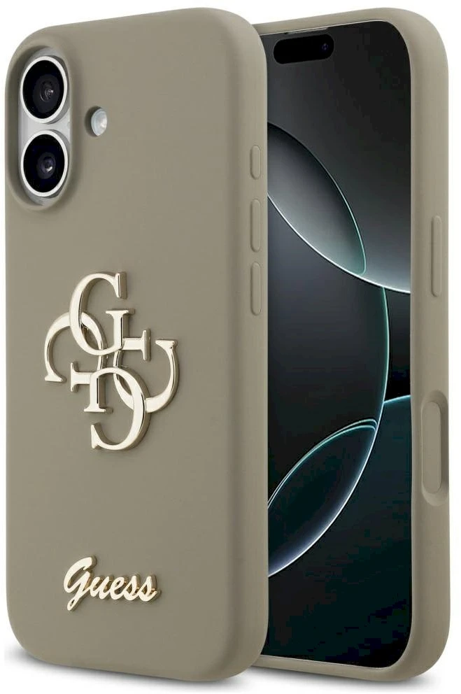 Guess Silicone Big 4G Script Dėklas Apple iPhone 17 rudos spalvos