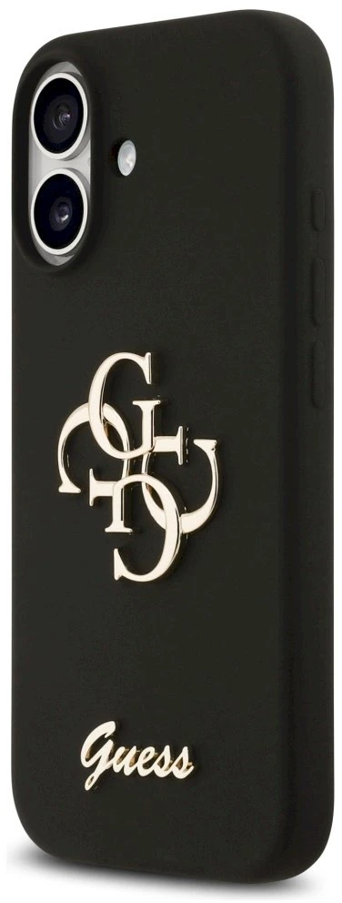 Guess Silicone Big 4G Script dėklas skirtas Apple iPhone 17 juodos spalvos
