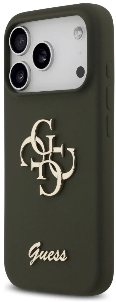 Guess Silicone Big 4G Script dėklas skirtas Apple iPhone 17 Pro Max khaki