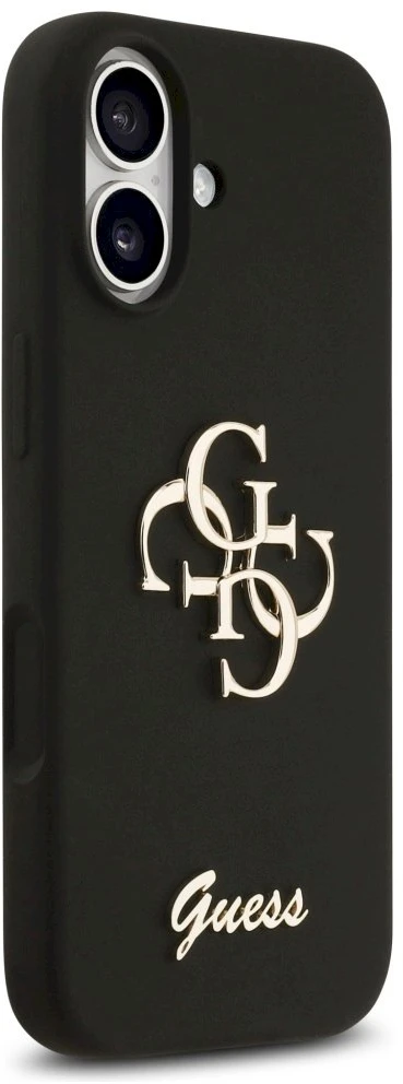 Guess Silicone Big 4G Script dėklas skirtas Apple iPhone 17 juodos spalvos