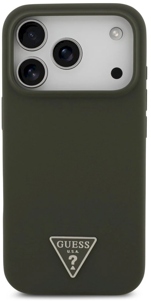 Dėklas Guess Silicone Triangle Logo MagSafe Case for iPhone 17 Pro - Žalias