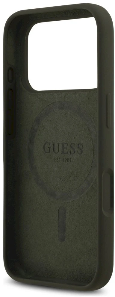 Dėklas Guess Silicone Triangle Logo MagSafe Case for iPhone 17 Pro - Žalias