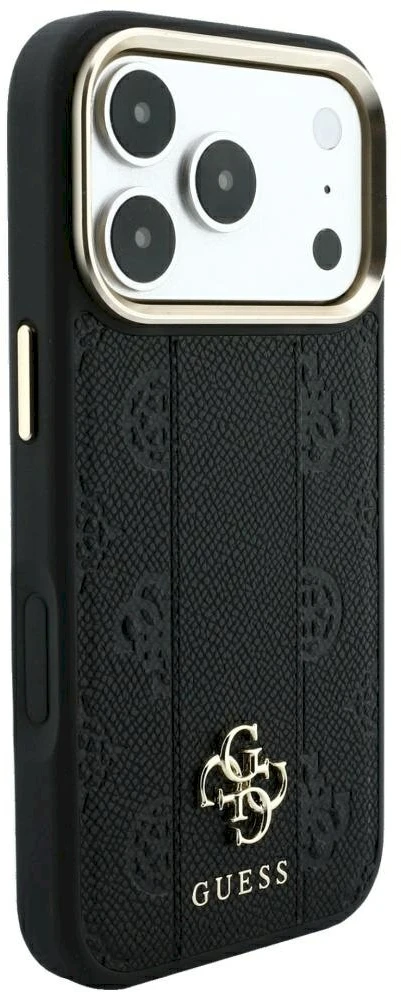 Dėklas Guess Case for IPHONE 18 Pro/17 Pro compatible with MagSafe (Stripe Peony 4G Logo) juodas