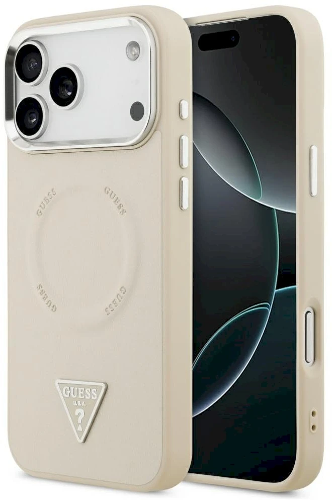 Dėklas Guess Triangle Logo MagSafe Case for iPhone 17 Pro - rusvai gelsvas