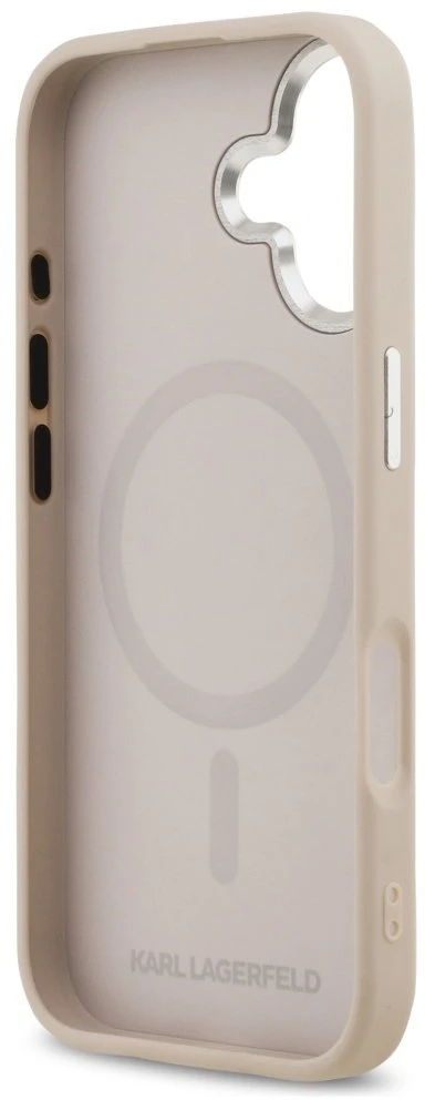 Karl Lagerfeld Choupette Pin MagSafe dėklas Apple iPhone 17 rožinės spalvos
