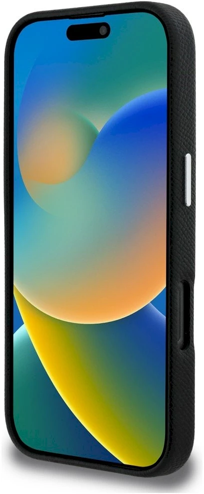 Karl Lagerfeld FW Grained Signature Logo dėklas iPhone 16 Pro Max - Juodas