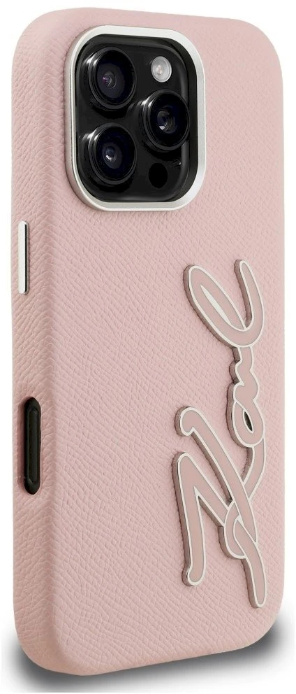 Dėklas Karl Lagerfeld FW Grained Signature Logo iPhone 16 Pro Max Case - Rožinė