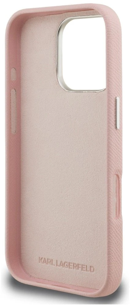Dėklas Karl Lagerfeld FW Grained Signature Logo iPhone 16 Pro Max Case - Rožinė