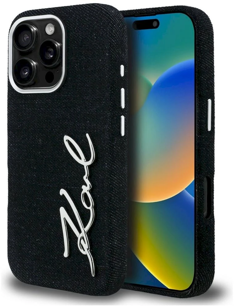 Dėklas Karl Lagerfeld FW Jeans Signature Logo iPhone 16 Pro Case - Juodas
