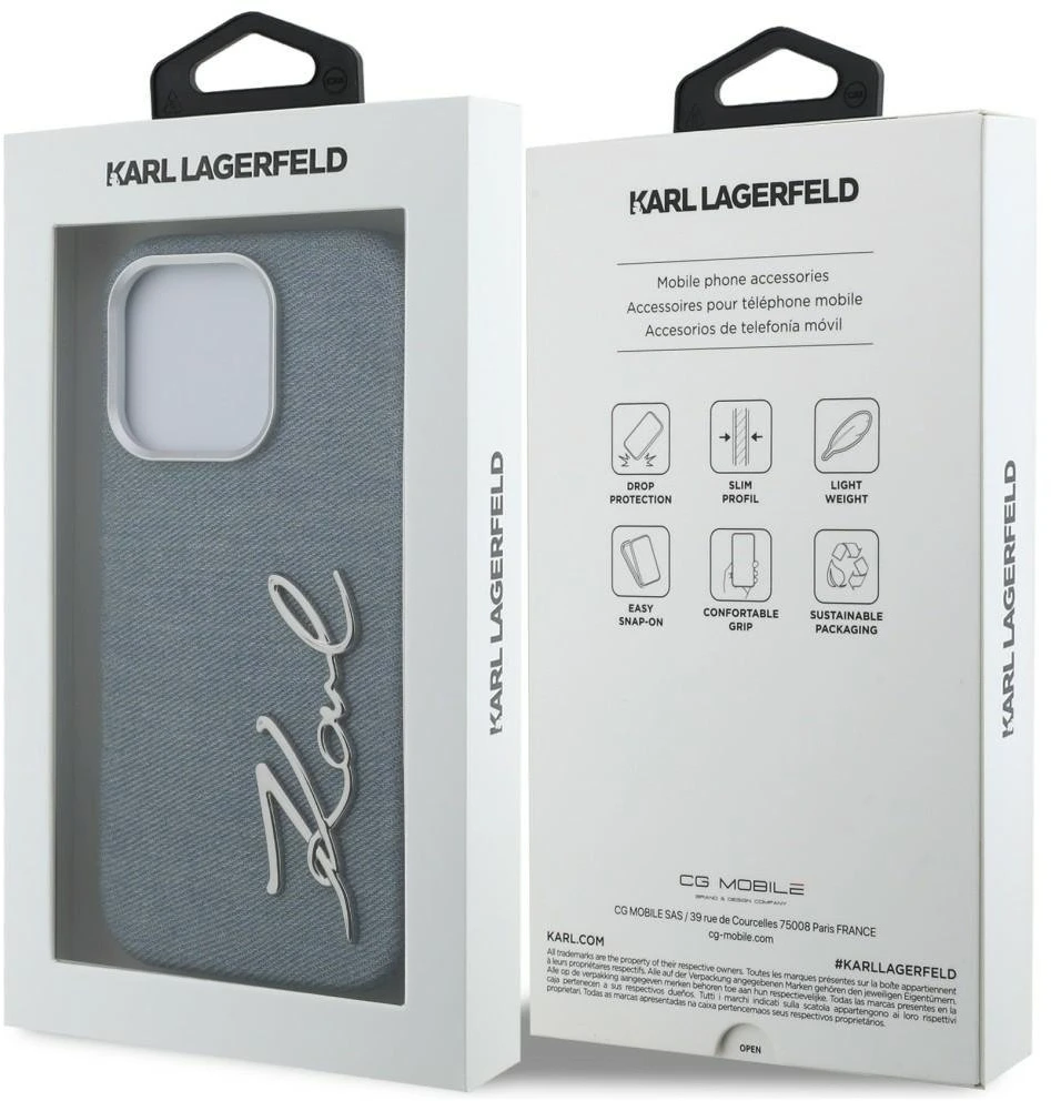 Dėklas Karl Lagerfeld FW Jeans Signature Logo iPhone 16 Pro Case - Mėlyna