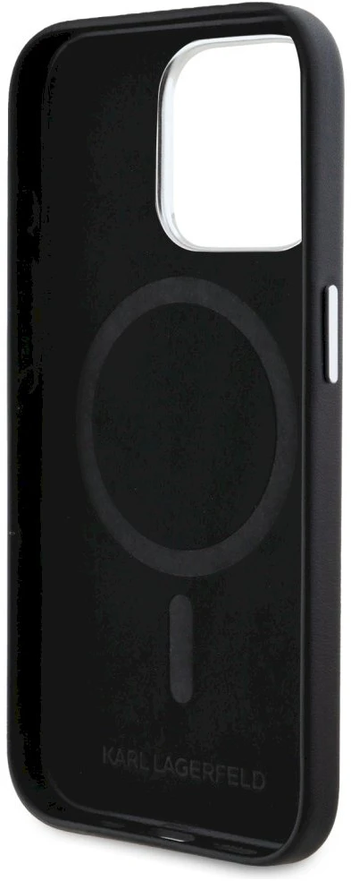 Dėklas Karl Lagerfeld FW Metal Plate MagSafe Apple iPhone 15 Pro Max juodos spalvos