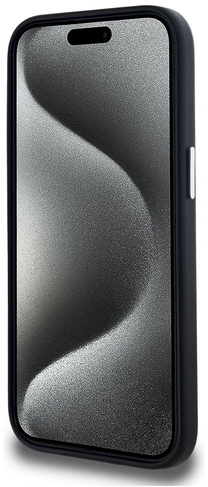 Dėklas Karl Lagerfeld FW Metal Plate MagSafe Apple iPhone 15 juodos spalvos