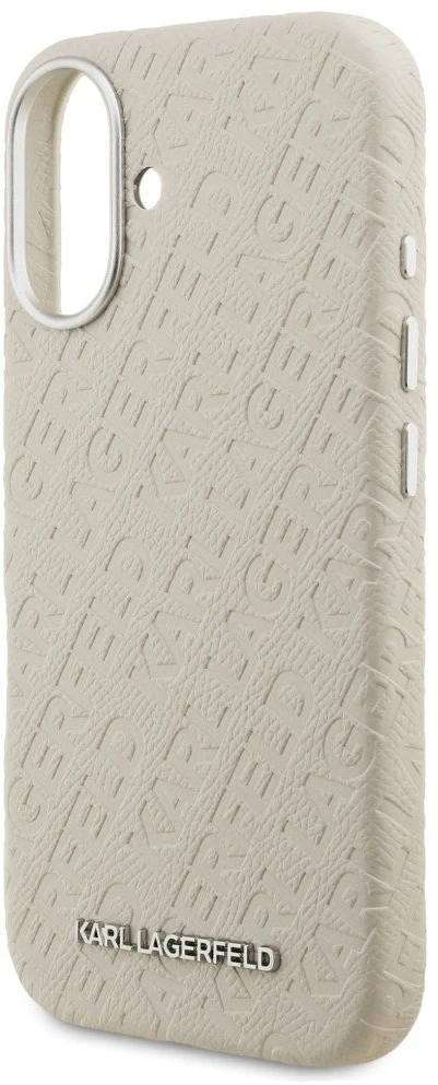 Dėklas Karl Lagerfeld FW Stamped Karl MagSafe iPhone 16 Case - rusvai gelsvas