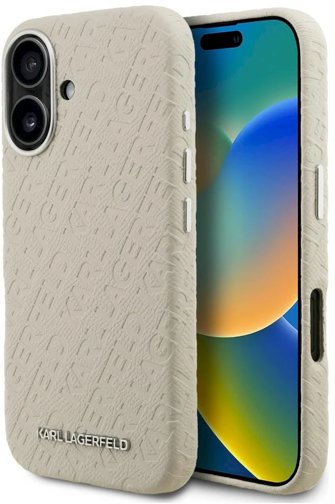 Dėklas Karl Lagerfeld FW Stamped Karl MagSafe iPhone 16 Case - rusvai gelsvas